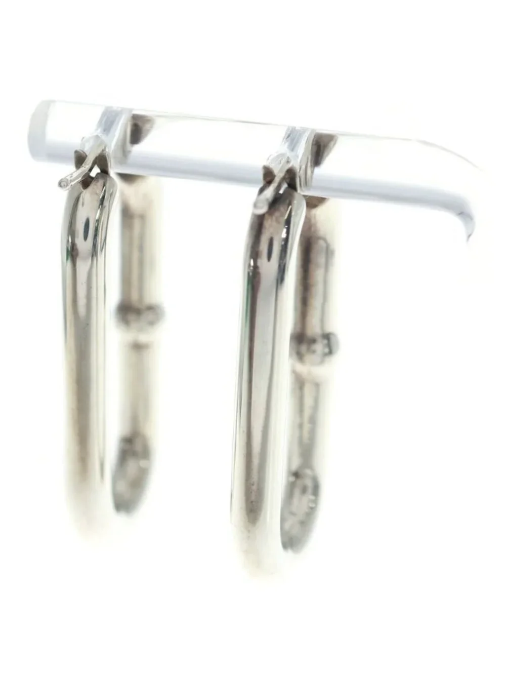 Bottega Veneta Oval Chain Hoop Earrings Silver